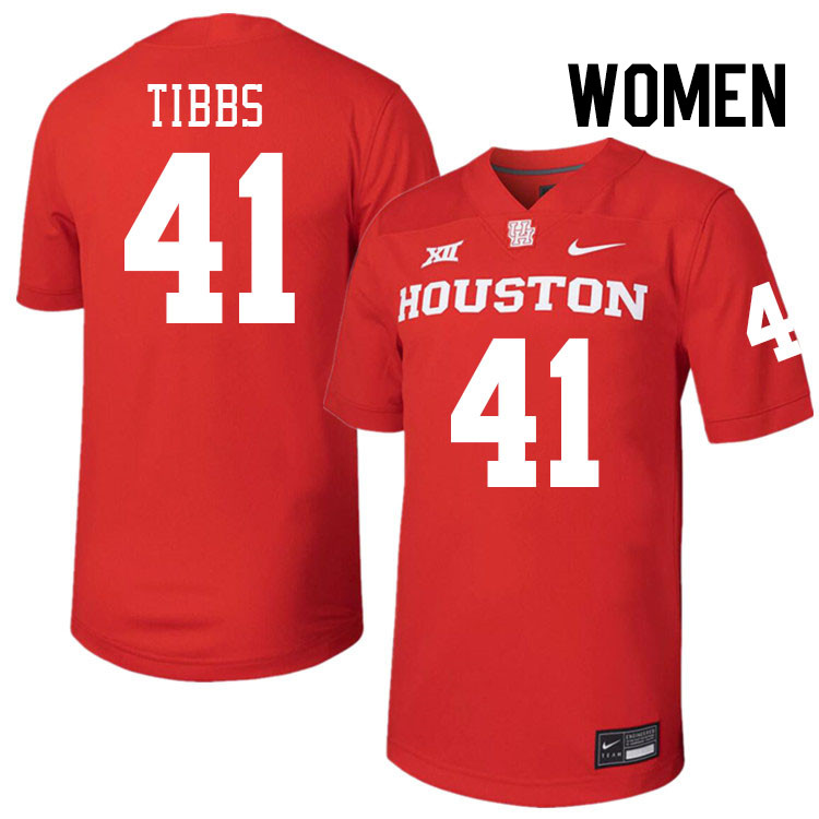 Women #41 Zavian Tibbs Houston Cougars College Football Jerseys Stitched-Red